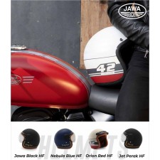 MOTOPŘILBA OTEVŘENÁ S PLEXISKLEM JAWA ORIGINÁL - ČERVENÁ/ZLATÉ PÍSMO